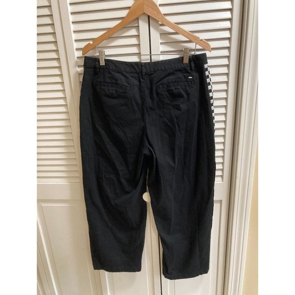 Vans Black Wide Leg Checkerboard Taping Pants Jean Button Up Legs Womens Size 30 - Picture 3 of 9